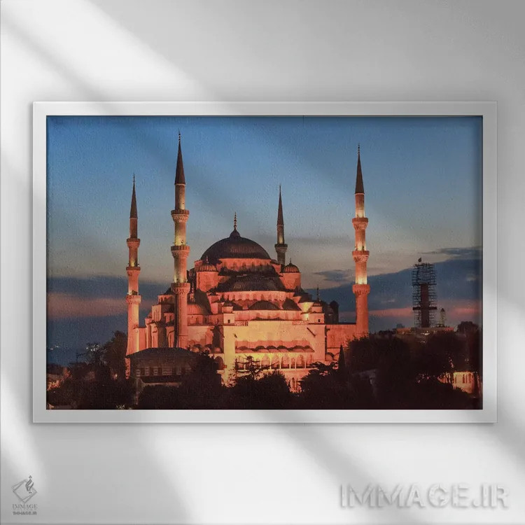 تابلو ترکیه، استانبول. مسجد سلطان احمد، چشمانداز پشتبام اثر امیلی ویلسون - نمای قابدار سفید