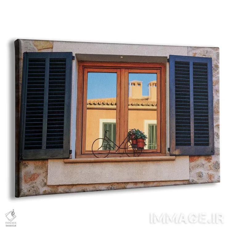 تابلو اسپانیا، جزایر بالئاری، مایورکا. اسپورلس، پنجرههای کرکرهای اثر امیلی ویلسون - نمای پرسپکتیو محصول