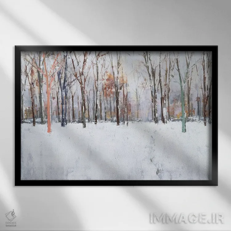 تابلو زمستان در پارک II اثر ادوارد وارکنتین - نمای قابدار مشکی