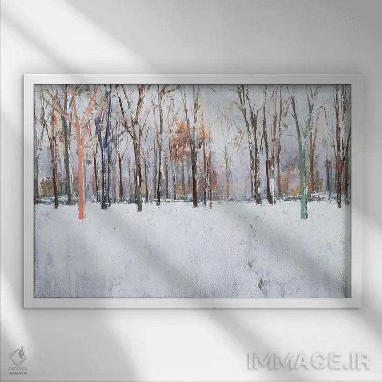 تابلو زمستان در پارک II اثر ادوارد وارکنتین - نمای قابدار سفید