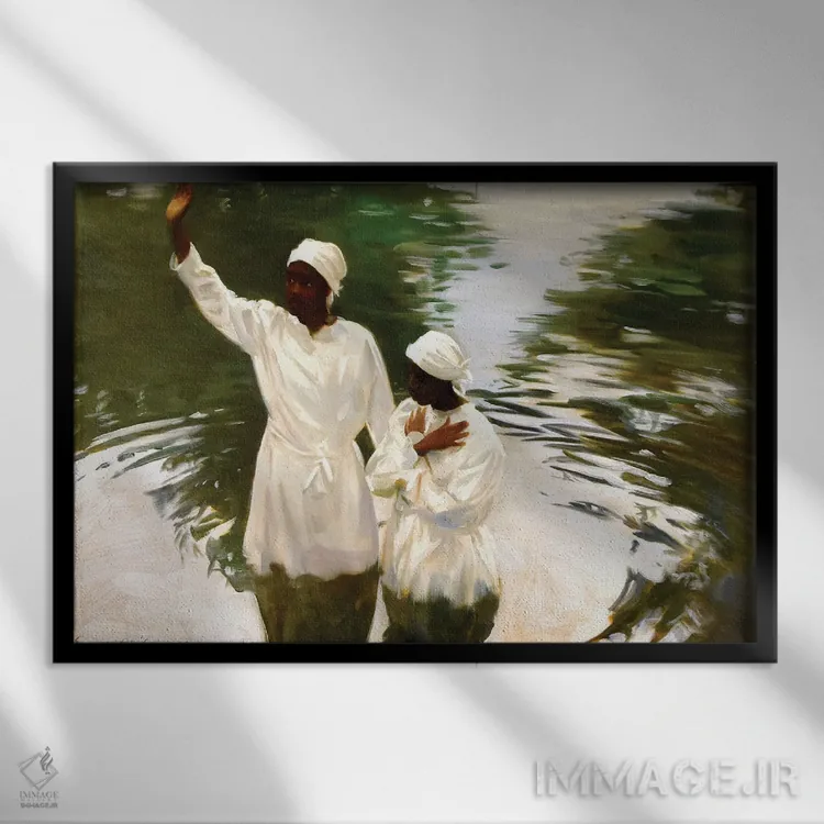 تابلو غسل تعمید در برکه اثر ایوان ویلسون - نمای قابدار مشکی