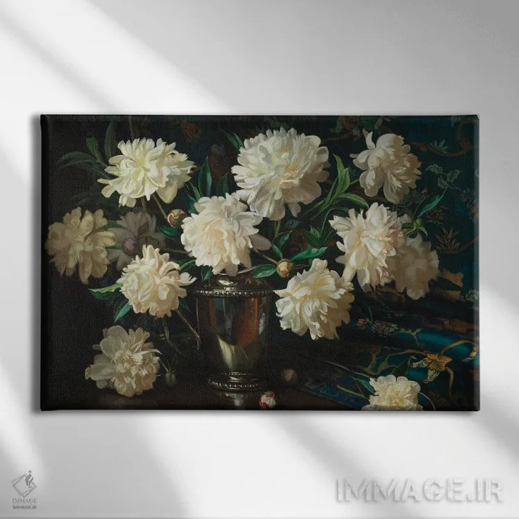تابلو گلهای صدتومانی و نقره اثر ایوان ویلسون - نمای روبهرو روی دیوار