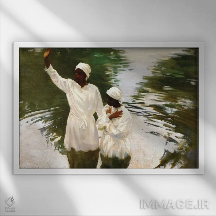 تابلو غسل تعمید در برکه اثر ایوان ویلسون - نمای قابدار سفید