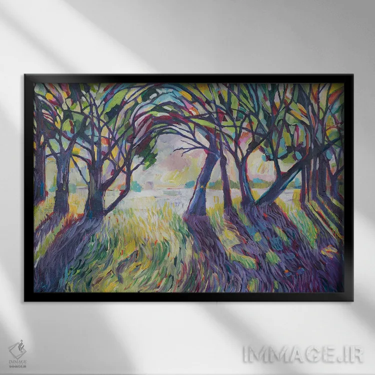 تابلو سایههای دیرهنگام اثر الیری ریـدال - نمای قابدار مشکی