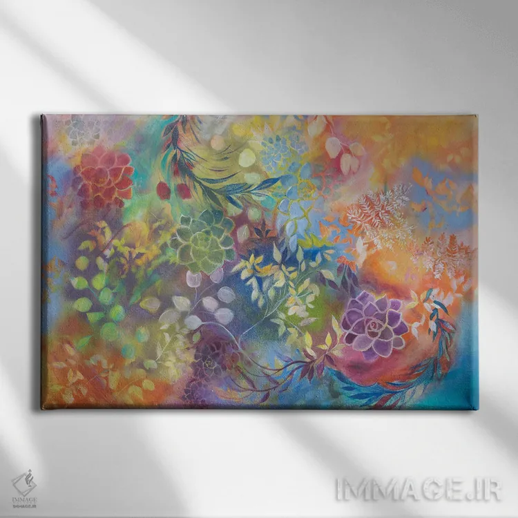 تابلو برگهای آبی اثر الیری ریـدال - نمای روبهرو روی دیوار