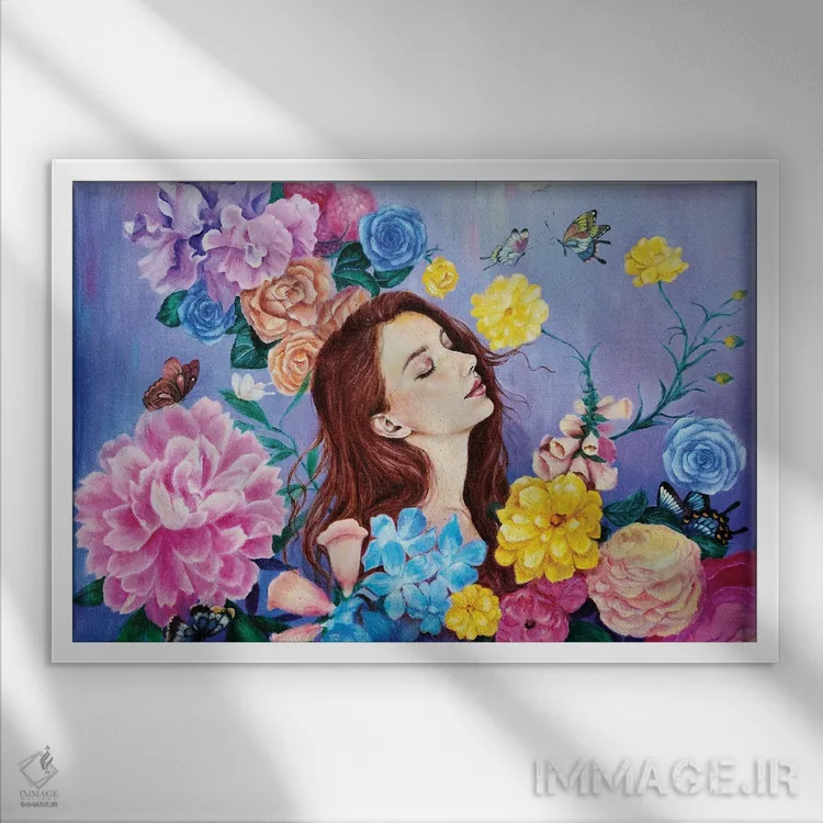 تابلو باغ اسرارآمیز اثر یوری کیم - نمای قابدار سفید