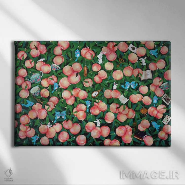 تابلو باغ هلو اثر یوری کیم - نمای روبهرو روی دیوار