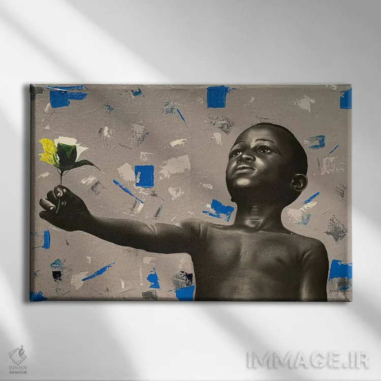 تابلو گلهای ما را بدهید اثر اییتایو الاگبه - نمای روبهرو روی دیوار