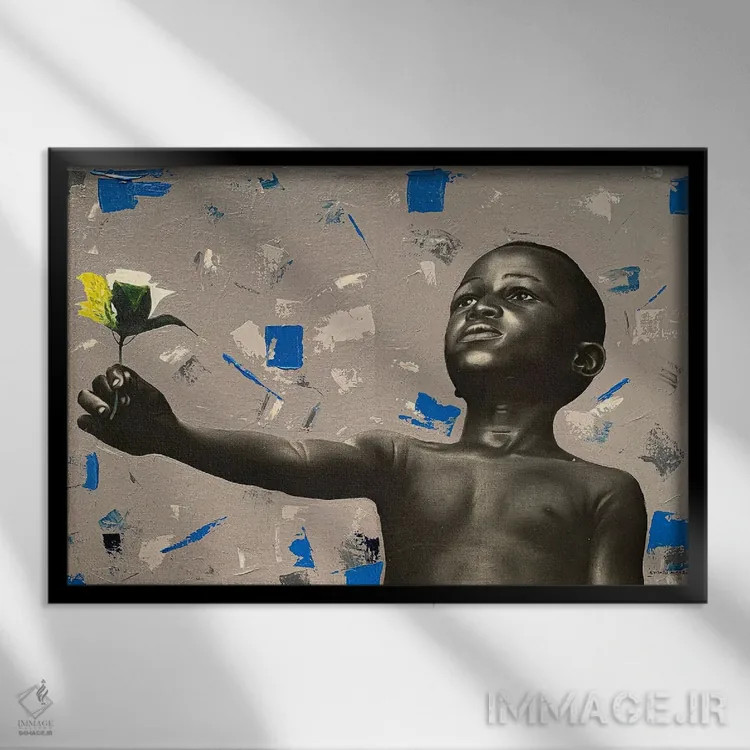 تابلو گلهای ما را بدهید اثر اییتایو الاگبه - نمای قابدار مشکی