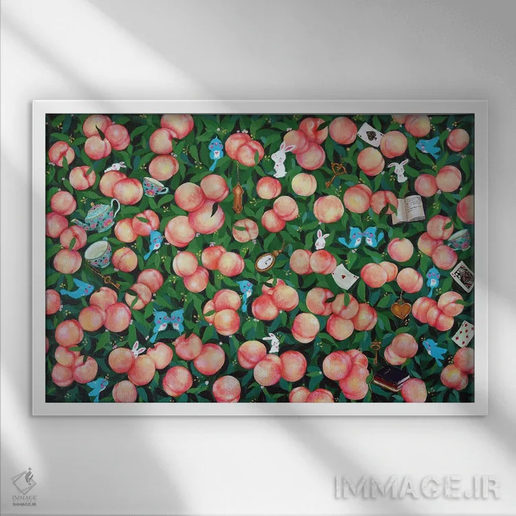 تابلو باغ هلو اثر یوری کیم - نمای قابدار سفید