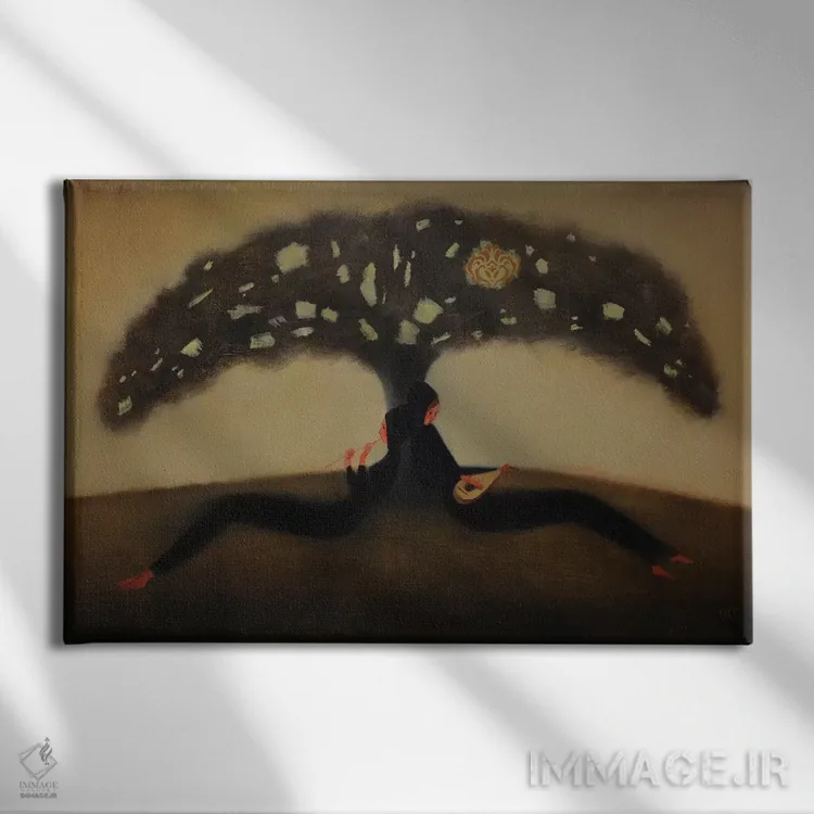 تابلو درخت اسرارآمیز: پرواز صدا اثر ادوارد زنتسیک - نمای روبهرو روی دیوار