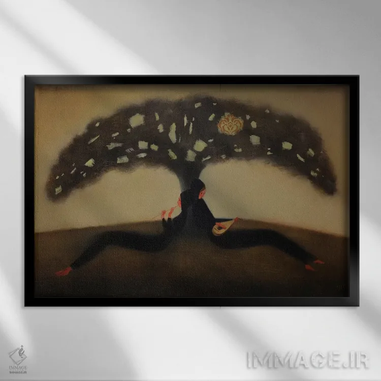 تابلو درخت اسرارآمیز: پرواز صدا اثر ادوارد زنتسیک - نمای قابدار مشکی