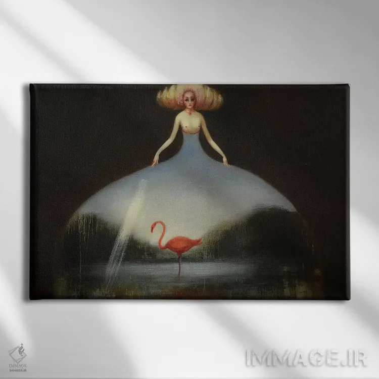 تابلو فلامینگو صورتی اثر ادوارد زنتسیک - نمای روبهرو روی دیوار