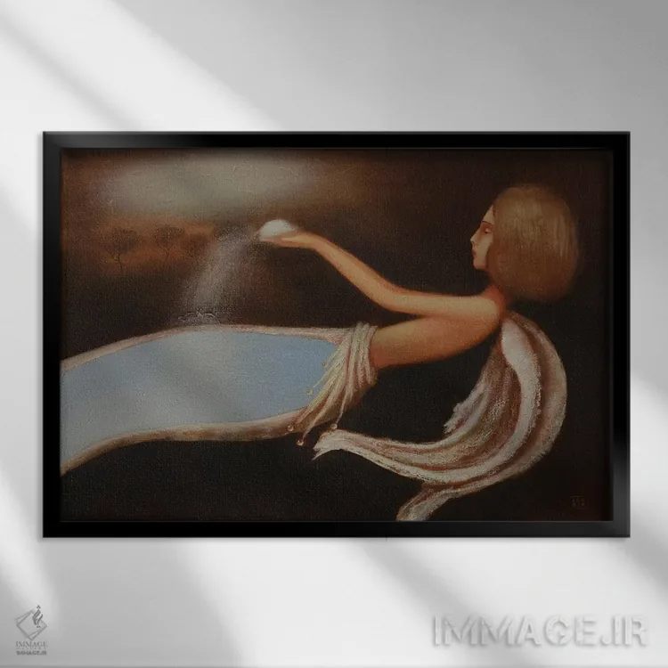 تابلو فرشته برفی اثر ادوارد زنتسیک - نمای قابدار مشکی