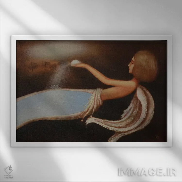 تابلو فرشته برفی اثر ادوارد زنتسیک - نمای قابدار سفید
