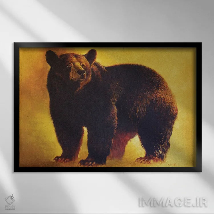 تابلو خرس سیاه نر اثر ازرا تاکر - نمای قابدار مشکی