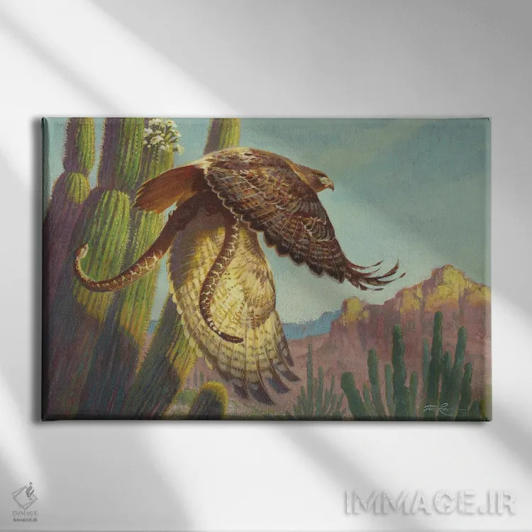 تابلو دمسرخ و مار زنگی اثر ازرا تاکر - نمای روبهرو روی دیوار