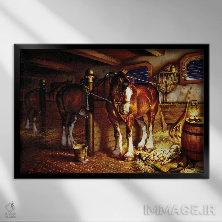 تابلو میانوعده صبحگاهی اثر ازرا تاکر - نمای قابدار مشکی