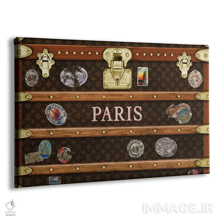 تابلو چمدان وینتیج لوئی ویتون پاریس اثر فرانک آموروسو - نمای پرسپکتیو محصول