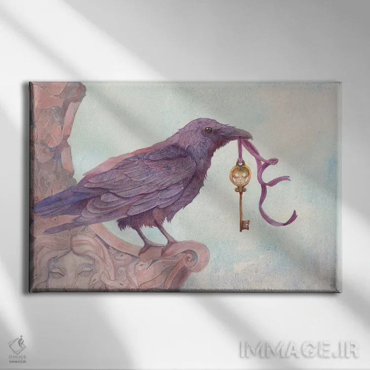 تابلو یکی برای اندوه (ضربالمثل کلاغ و غم) اثر مایت فلای آرت اند ایلاستریشن (استودیو طراحی و تصویرگری) - نمای روبهرو روی دیوار