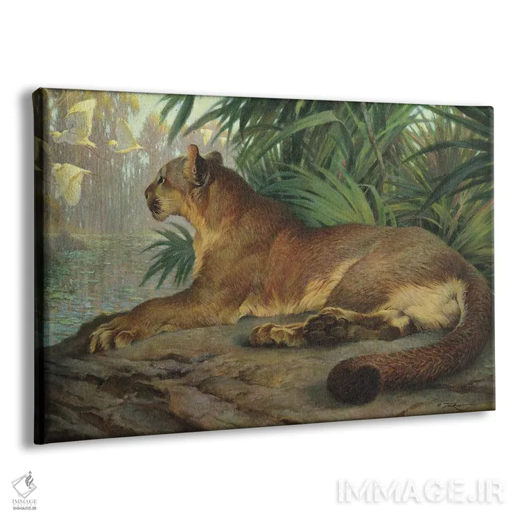 تابلو شیر و اگرتها (نوعی پرنده) اثر ازرا تاکر - نمای پرسپکتیو محصول