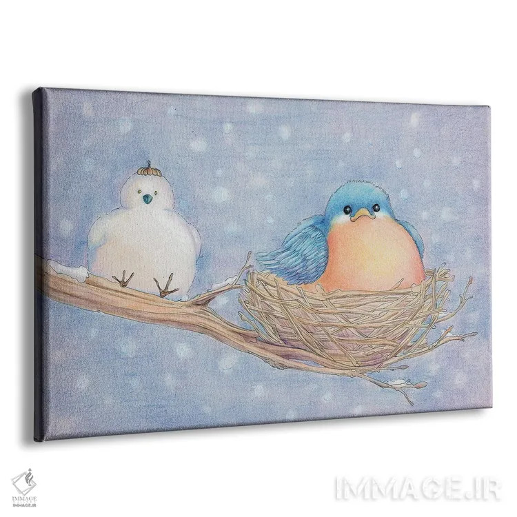 تابلو پرنده آبی تنها اثر مایت فلای آرت اند ایلاستریشن (استودیو طراحی و تصویرگری) - نمای پرسپکتیو محصول