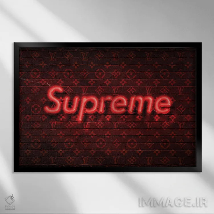 تابلو سوپریم × لوئی ویتون (برند) اثر فرانک آموروسو - نمای قابدار مشکی