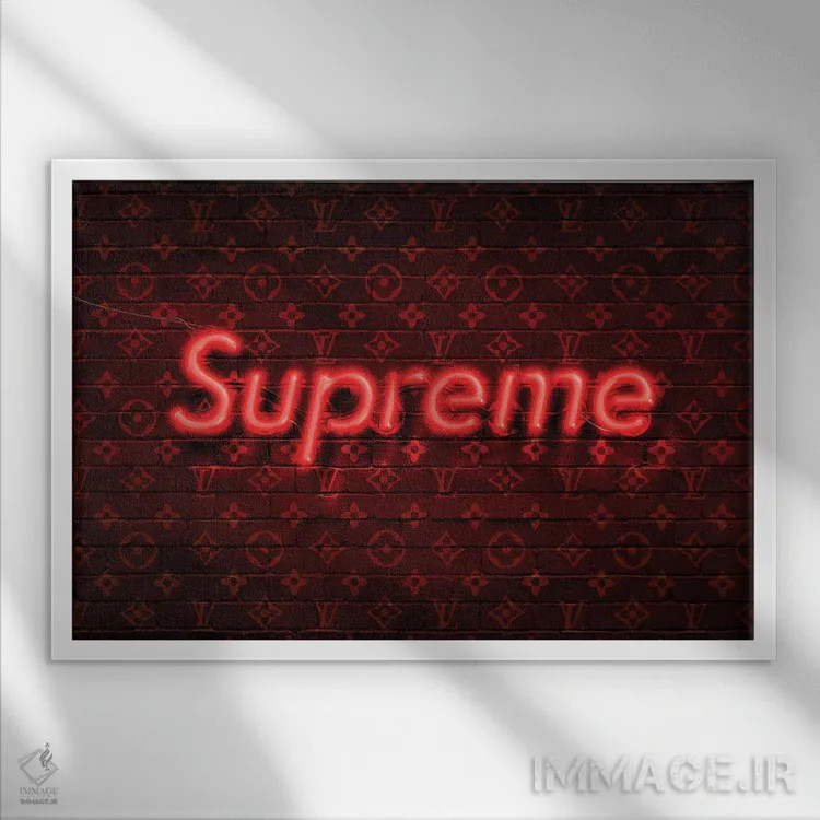 تابلو سوپریم × لوئی ویتون (برند) اثر فرانک آموروسو - نمای قابدار سفید