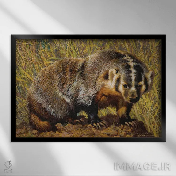 تابلو زندگی در روستا (یا سکونتگزینی) اثر ازرا تاکر - نمای قابدار مشکی