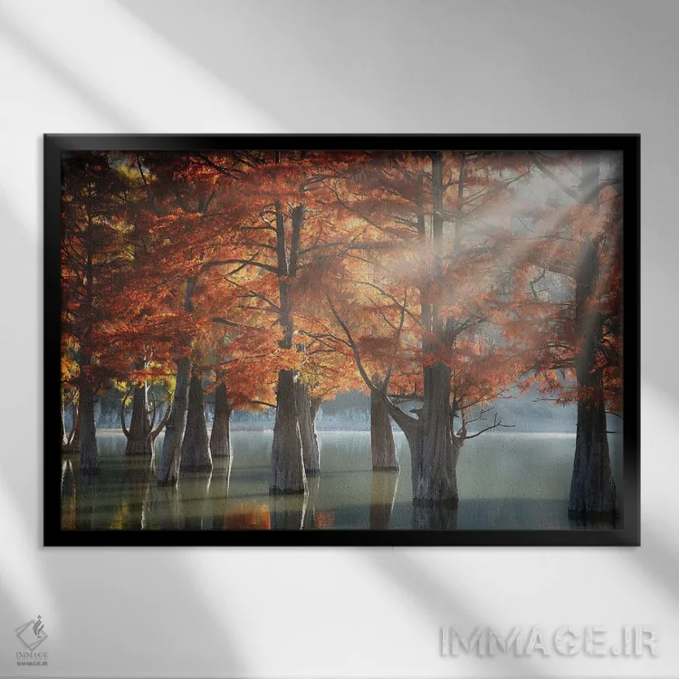 تابلو درختان سرو آفتابی اثر دمیتری نسوتایلوف - نمای قابدار مشکی