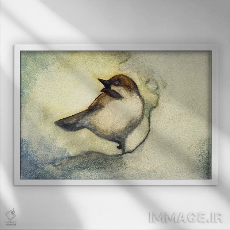 تابلو چیکادی آوازخوان اثر مایت فلای آرت اند ایلاستریشن (استودیو طراحی و تصویرگری) - نمای قابدار سفید