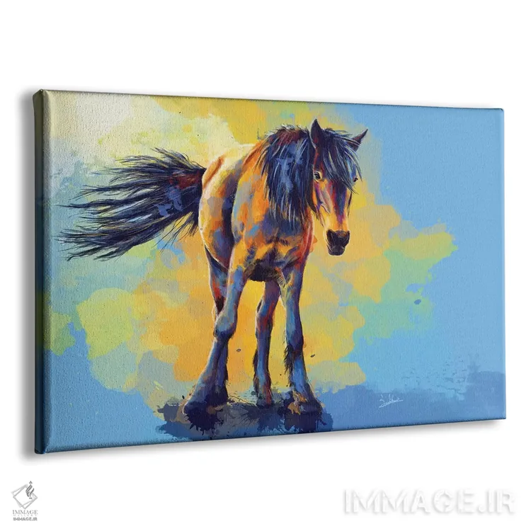 تابلو اسب در آفتاب اثر فلو آرت استودیو (استودیوی هنری) - نمای پرسپکتیو محصول