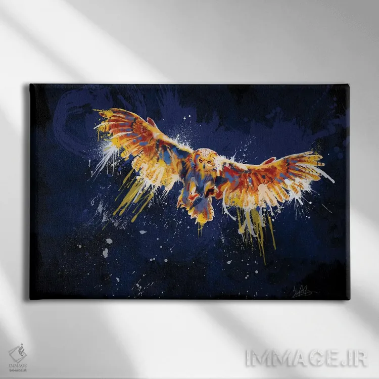 تابلو جغد شب اثر فلو آرت استودیو (استودیوی هنری) - نمای روبهرو روی دیوار