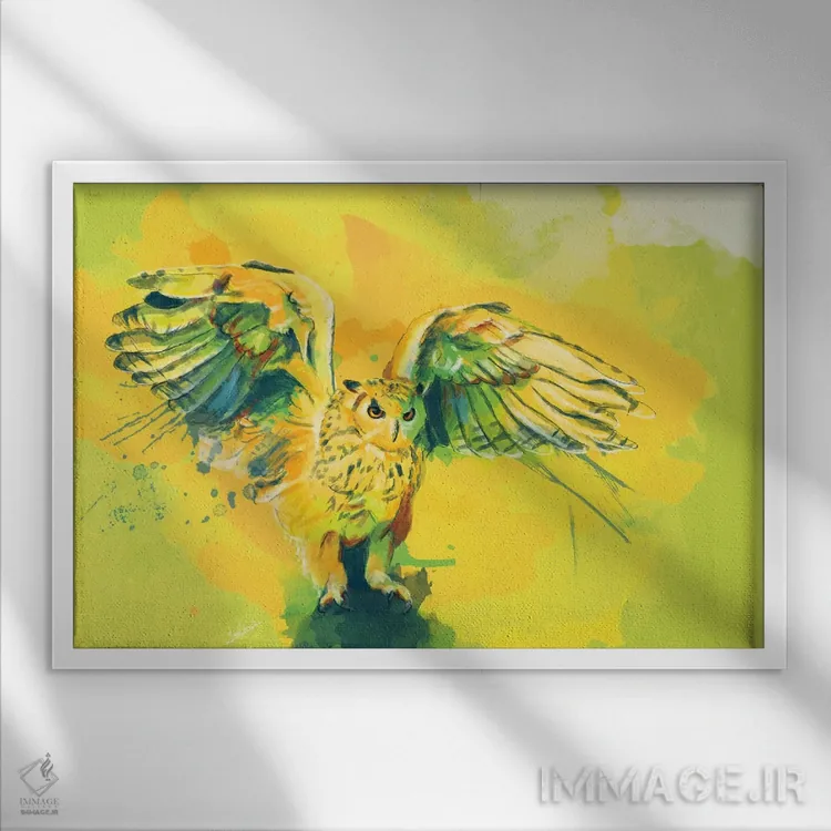 تابلو بالهای خاموش اثر فلو آرت استودیو (استودیوی هنری) - نمای قابدار سفید