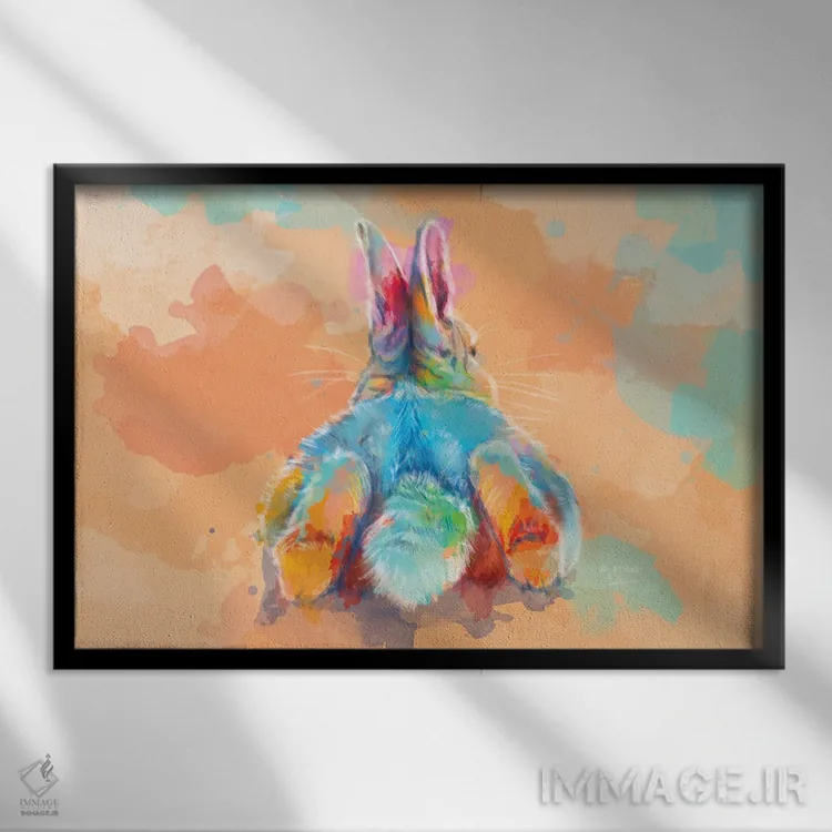 تابلو دمپشمالوی خرگوش اثر فلو آرت استودیو (استودیوی هنری) - نمای قابدار مشکی