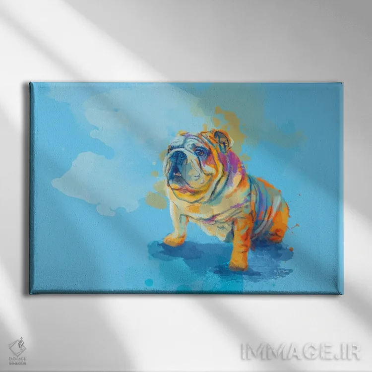 تابلو بولداگ انگلیسی اثر فلو آرت استودیو (استودیوی هنری) - نمای روبهرو روی دیوار