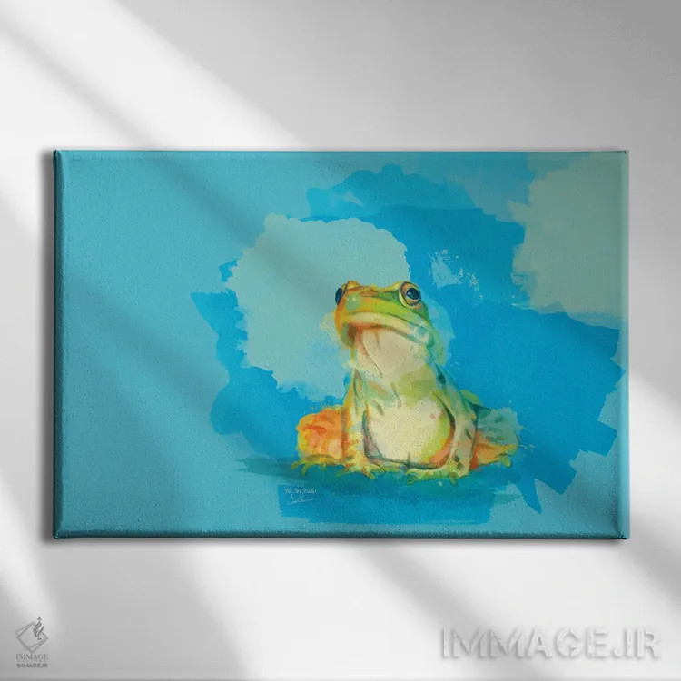 تابلو پریدن یا نپریدن – تصویر قورباغه اثر فلو آرت استودیو (استودیوی هنری) - نمای روبهرو روی دیوار