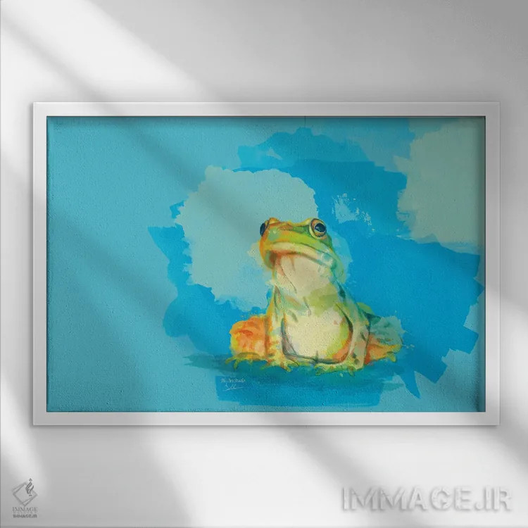 تابلو پریدن یا نپریدن – تصویر قورباغه اثر فلو آرت استودیو (استودیوی هنری) - نمای قابدار سفید