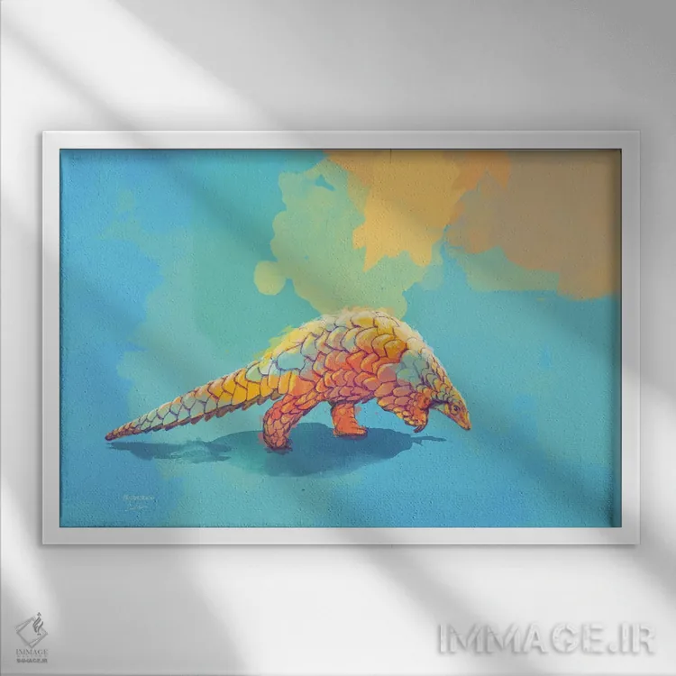 تابلو ظرافت زرهپوش اثر فلو آرت استودیو (استودیوی هنری) - نمای قابدار سفید