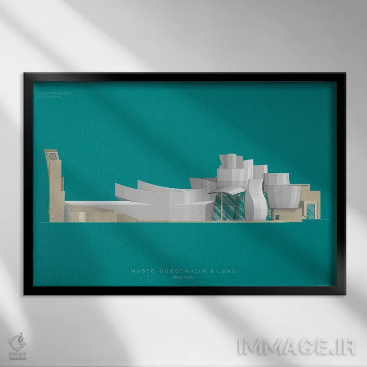 تابلو موزه گوگنهایم بیلبائو اثر فرد بیرچال - نمای قابدار مشکی