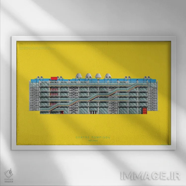 تابلو مرکز پمپیدو (فرانسه) اثر فرد بیرچال - نمای قابدار سفید