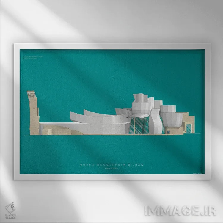 تابلو موزه گوگنهایم بیلبائو اثر فرد بیرچال - نمای قابدار سفید