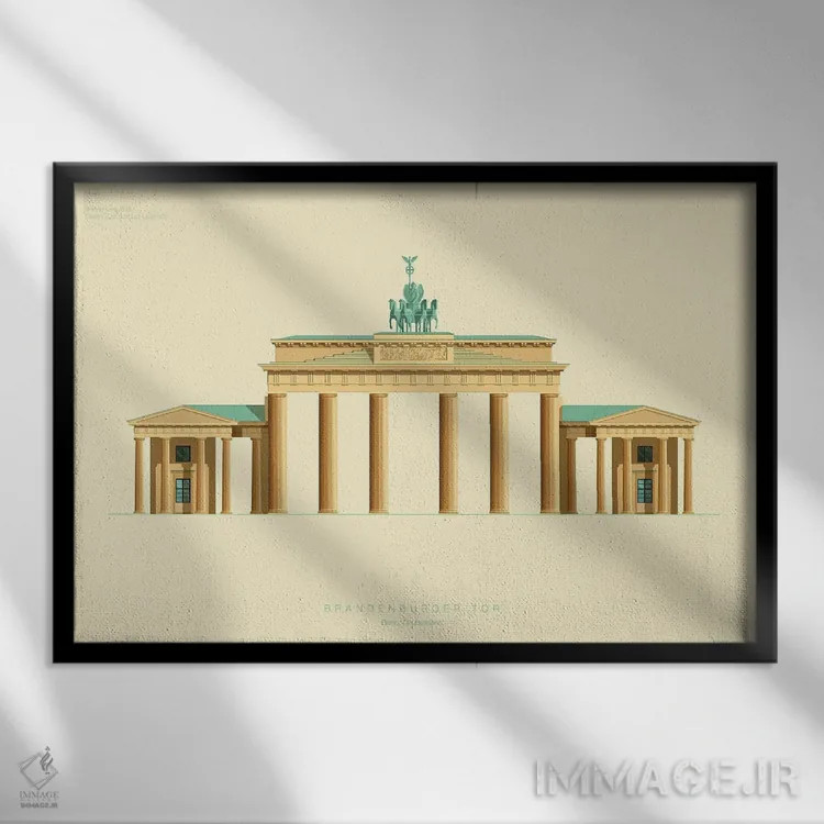 تابلو دروازه براندنبورگ – برلین، آلمان اثر فرد بیرچال - نمای قابدار مشکی