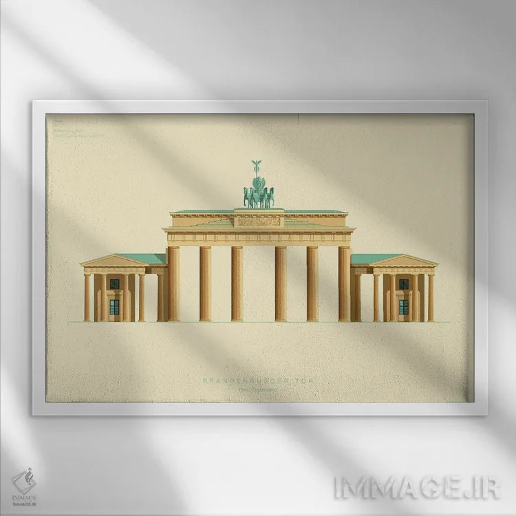 تابلو دروازه براندنبورگ – برلین، آلمان اثر فرد بیرچال - نمای قابدار سفید