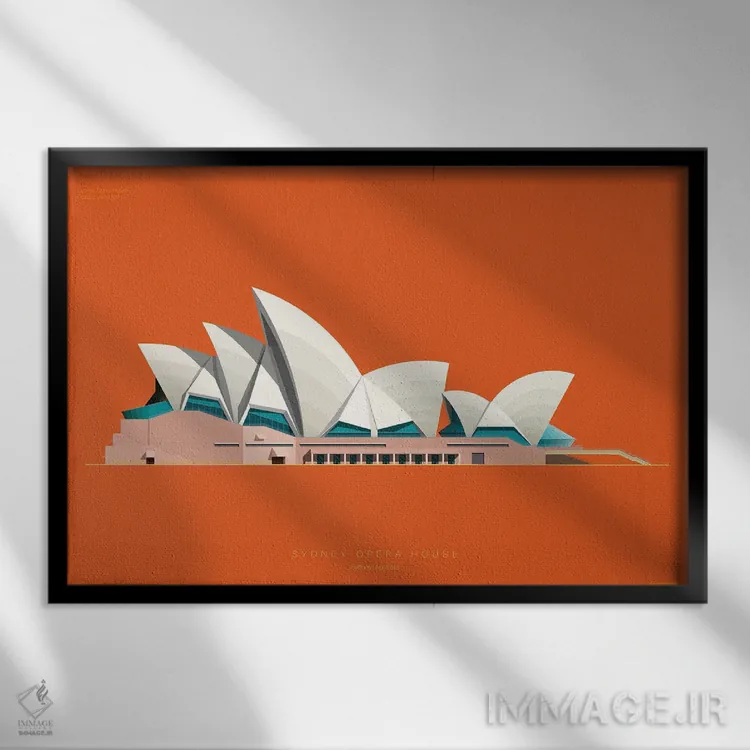 تابلو خانه اپرای سیدنی – سیدنی، استرالیا اثر فرد بیرچال - نمای قابدار مشکی