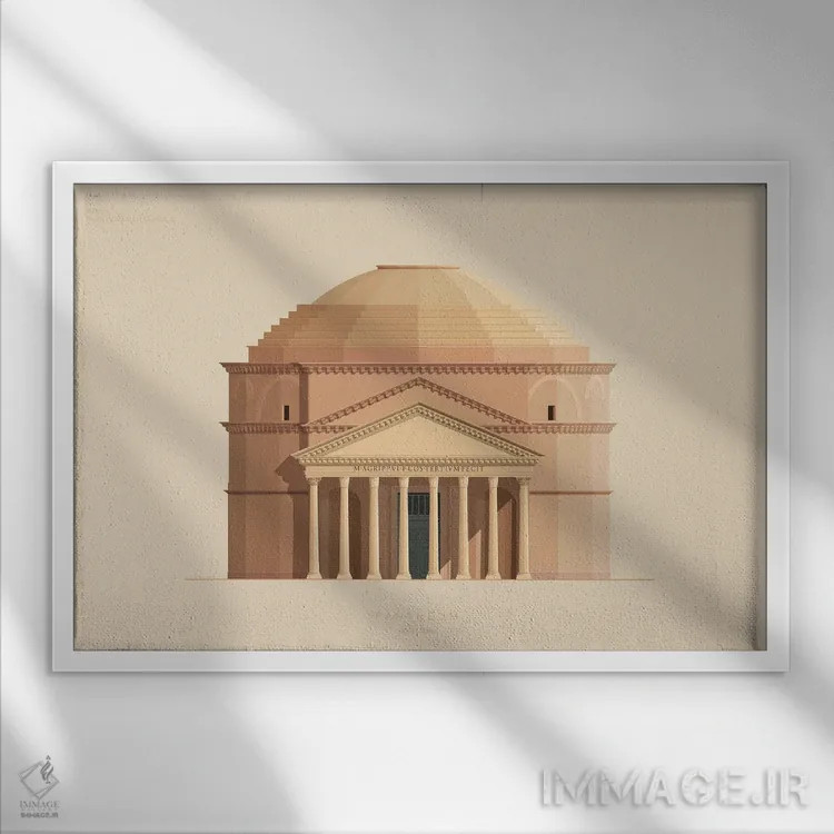 تابلو پانتئون – رم، ایتالیا اثر فرد بیرچال - نمای قابدار سفید