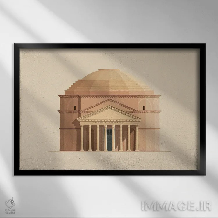 تابلو پانتئون – رم، ایتالیا اثر فرد بیرچال - نمای قابدار مشکی