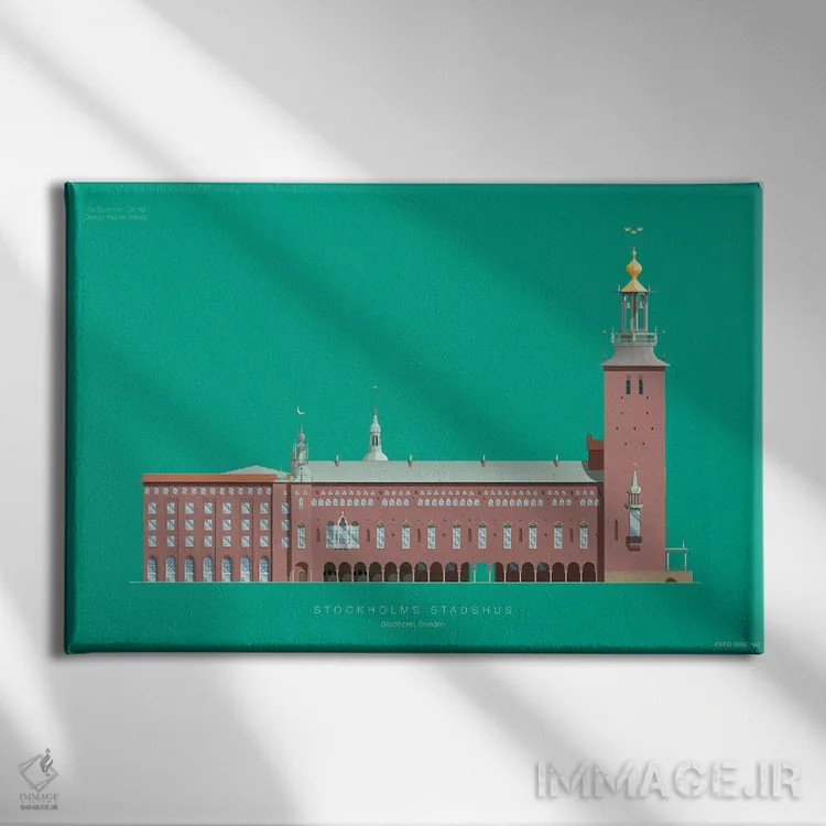 تابلو تالار شهر استکهلم – استکهلم، سوئد اثر فرد بیرچال - نمای روبهرو روی دیوار