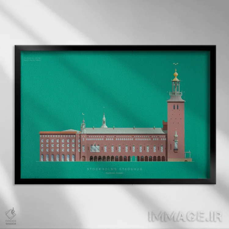 تابلو تالار شهر استکهلم – استکهلم، سوئد اثر فرد بیرچال - نمای قابدار مشکی