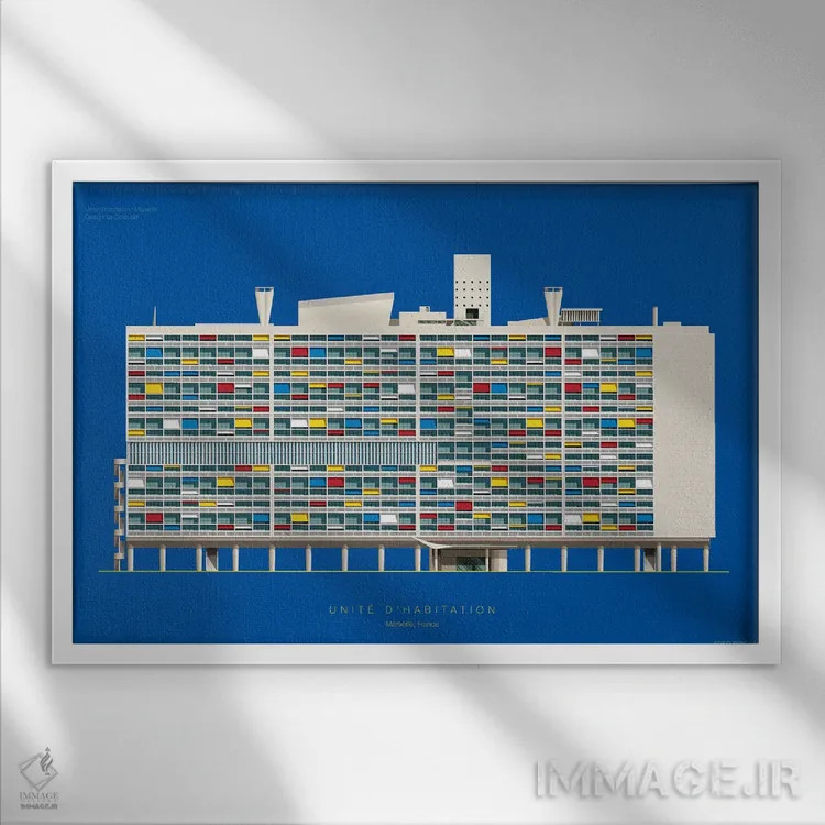 تابلو یونیته دابیتاسیون لوکوربوزیه – مارسی، فرانسه اثر فرد بیرچال - نمای قابدار سفید